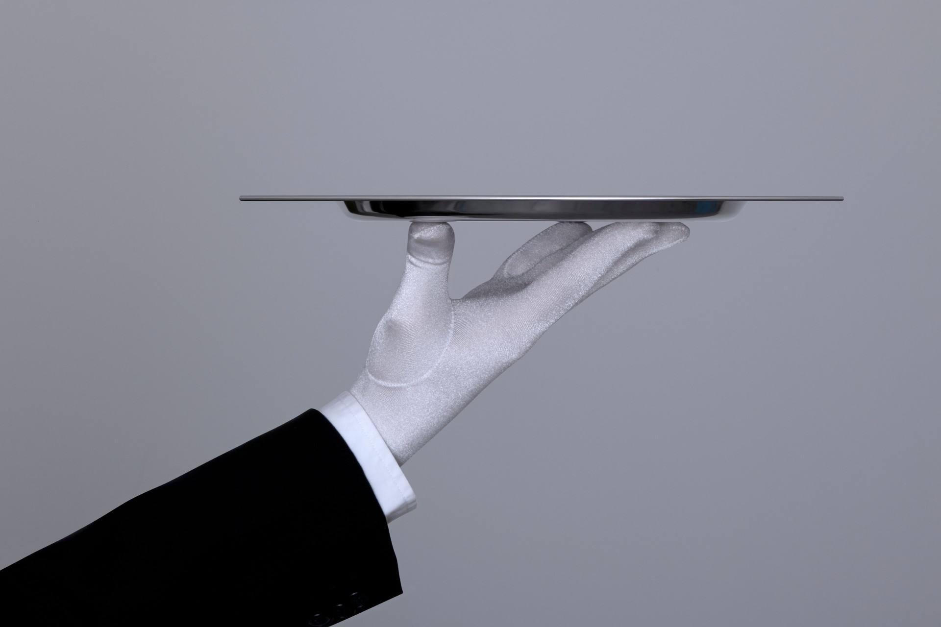 Hand Holding Tray With Clipping Path